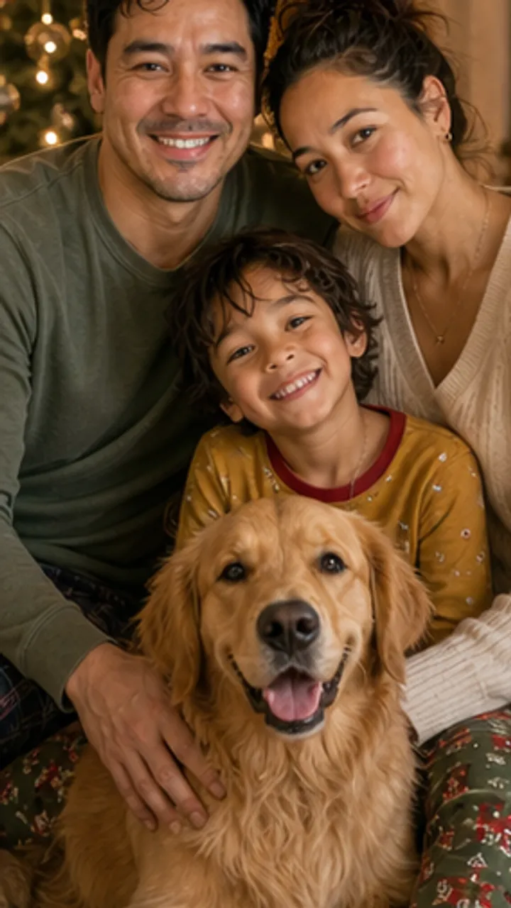 Christmas Morning family portrait made from the selfie uploads